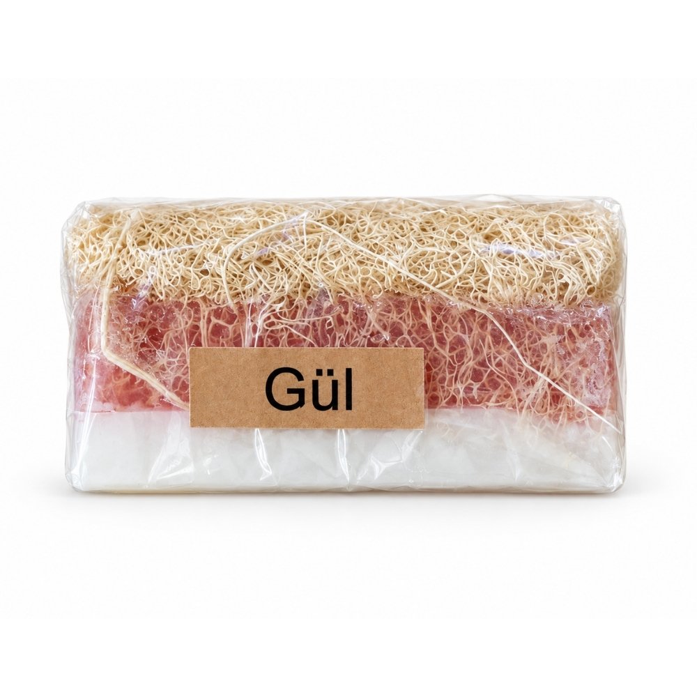 Doğal Gül Özlü Sütlü Kabak Lifli Sabun (100 g)